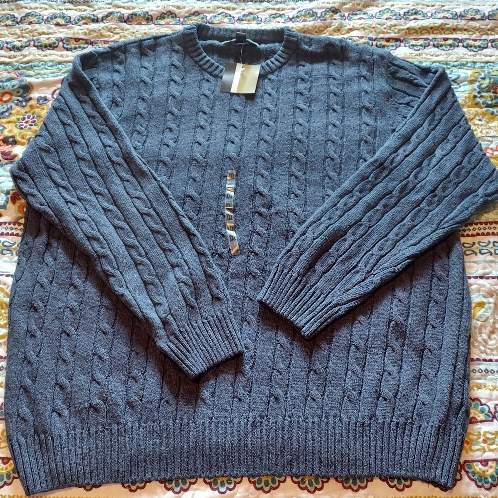 Croft & Barrow NWT blue cable knit sweater XXL